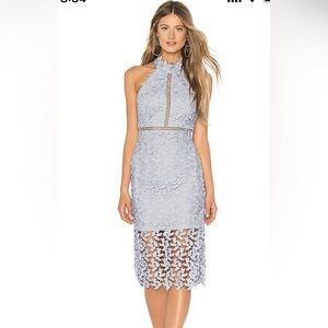 BARDOT Lace Halter Dress GEMMA Blue Sleeveless Cocktail Midi Dress. Size…